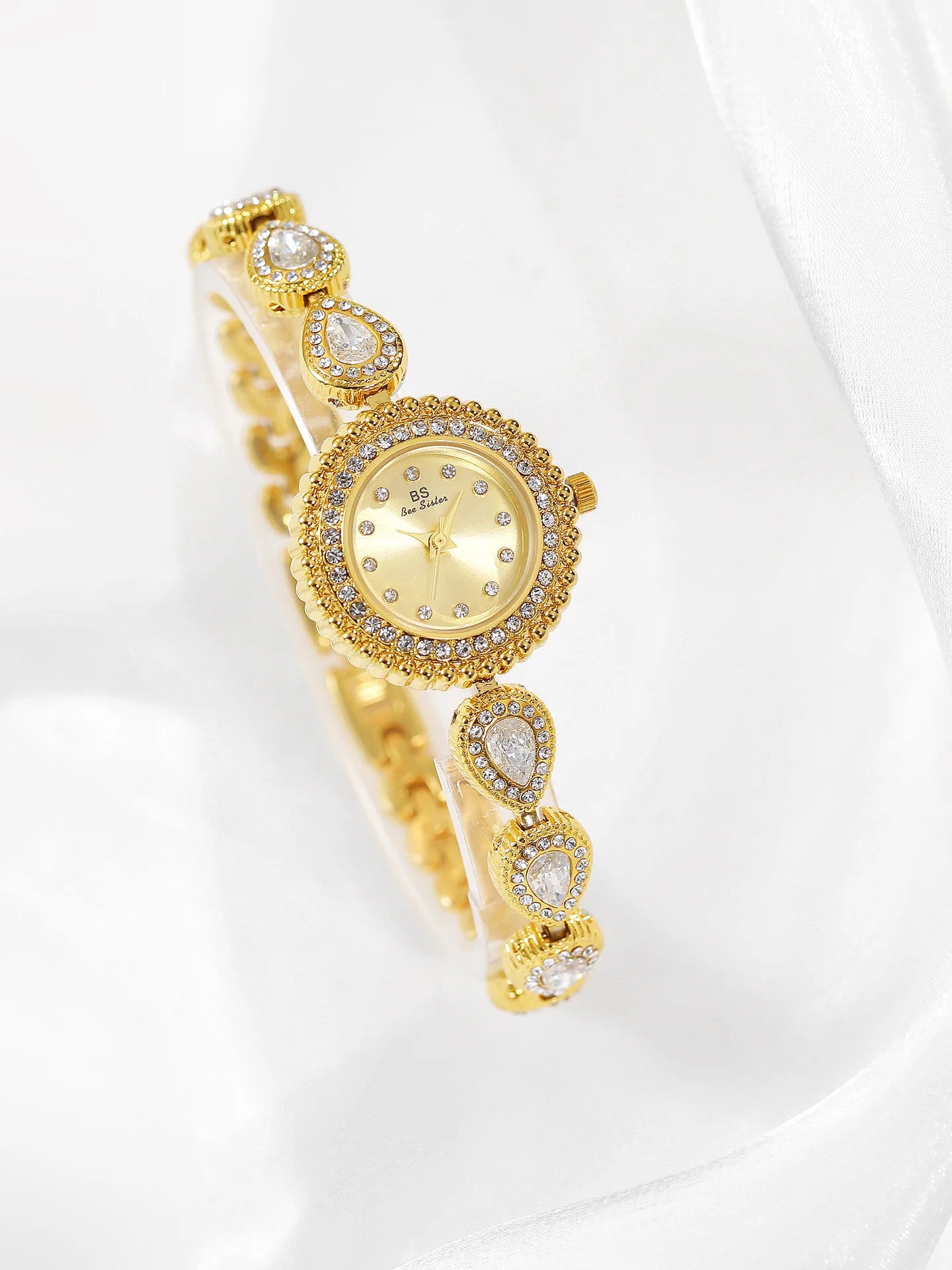 Gold Women Bracelet Dress Watches For Ladies Wrist Quartz Watches 2025 Top Brand Luxury Golden Rhinestone Gift Girlfriend Clock