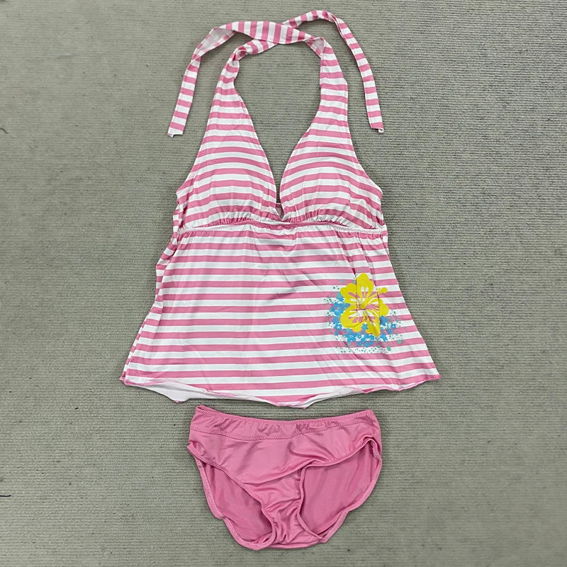 2 Piece Women's Summer Beach Bikini Set Sexy Slim Chic Floral Print Halter Neck Swimsuit Set 2000s Aesthetics Hottie Streetwear