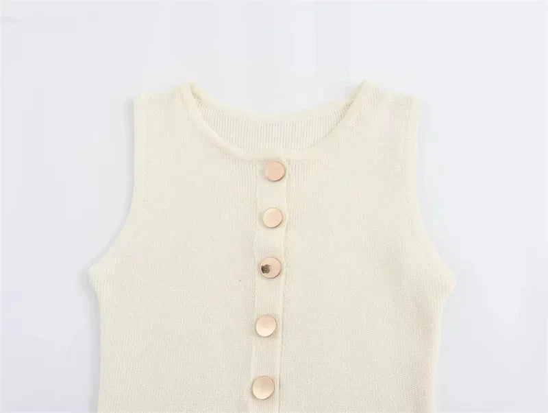 Knit Ribbed Cardigan Maxi Dress Female High Waist Slim Pocket Sleeveless Elegant Party Dress Women's Knitwear Long Dress