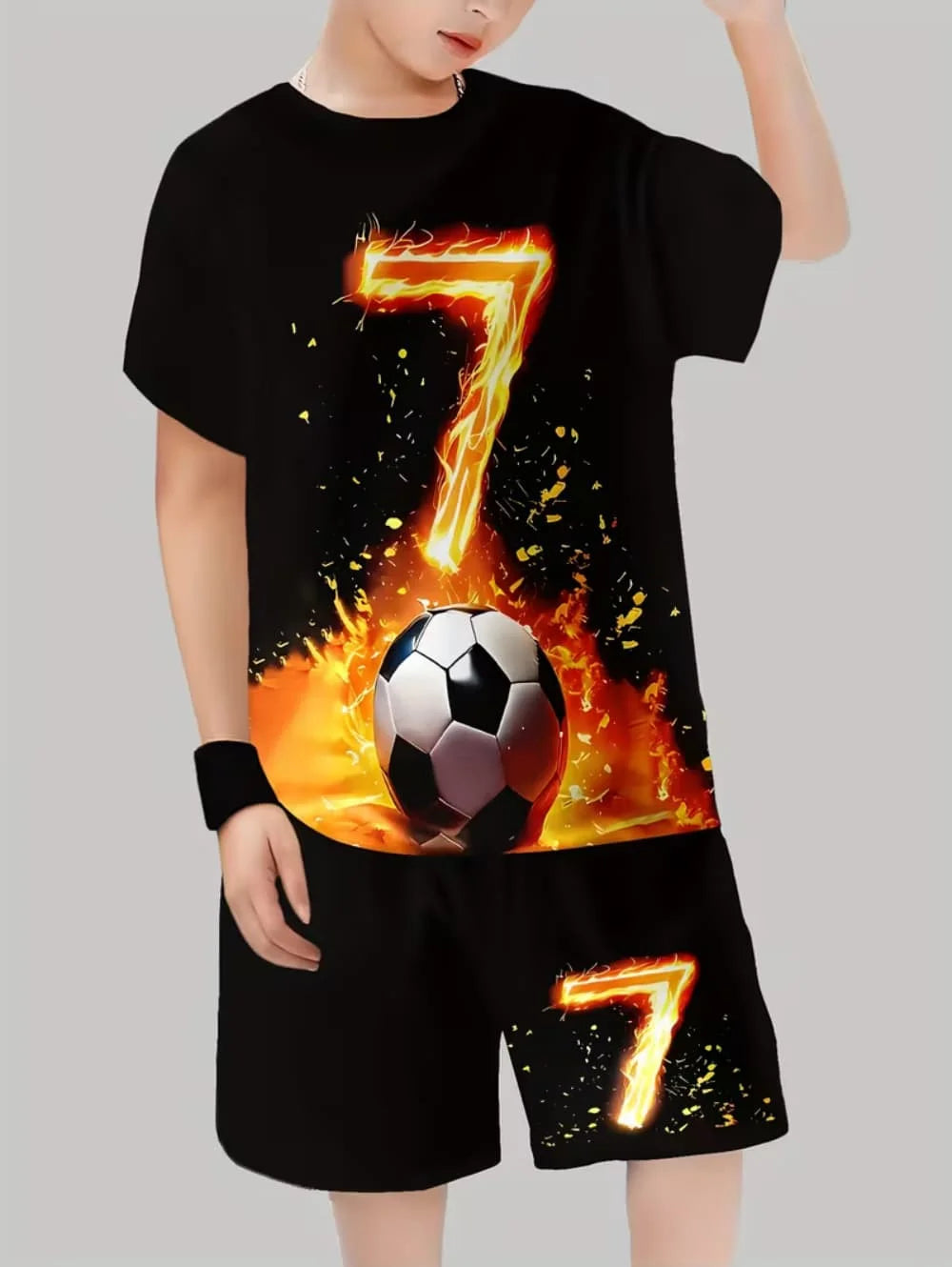 2026 Summer Children's Sports Set Football 3D Print Soccer Jersey Sets for Children Quick-Dry T-Shirt Shorts Children's Clothing