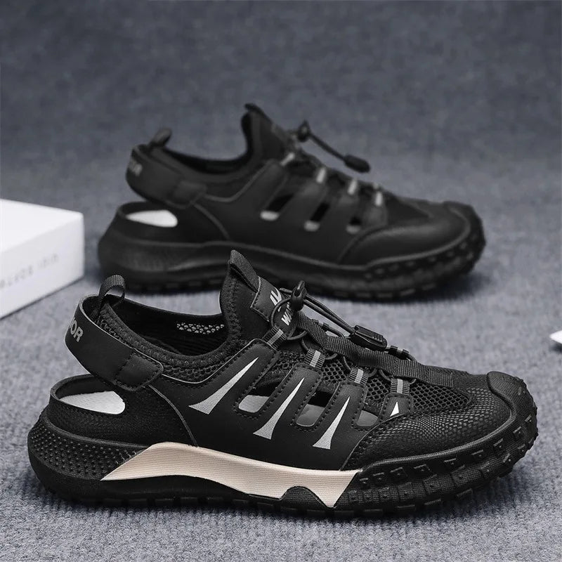 Men's Casual Sandals Summer Mesh Breathable Hollow Sneaker Men Outdoor Anti-slip Creek Shoes for Men Waterproof Roman Sandals