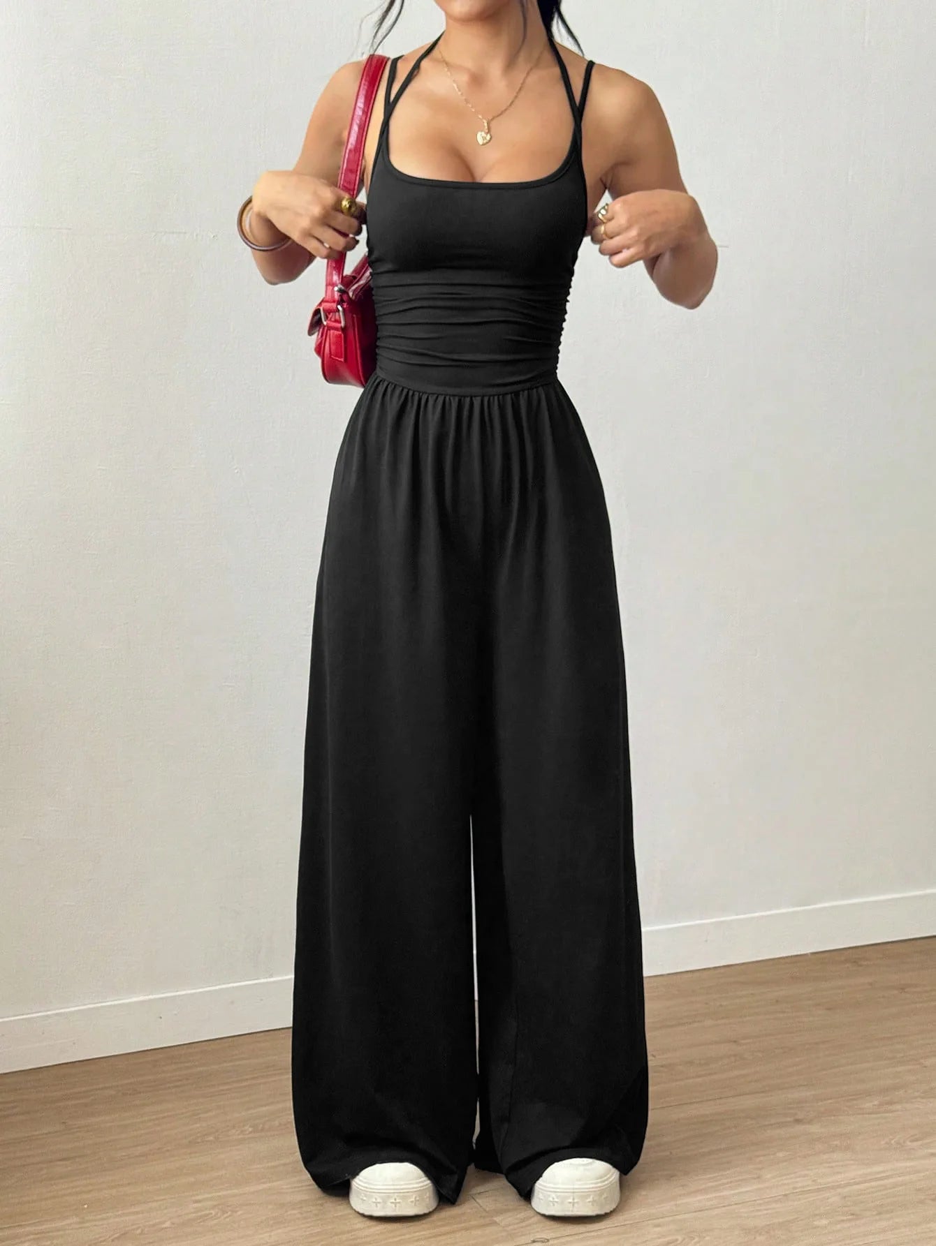 2026 Casual Jumpsuit Simple Style Jumpsuits For Woman Loose Wide Leg Trouser Women's Clothing Home Clothes Sleeveless Sling Silm