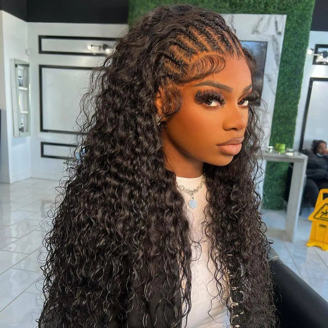 300% High Density Burmese Curly Lace Front Human Hair Wigs HD Transparent 13x6 13x4 Deep Wave Lace Frontal Wig Real Virgin Hair 40 46 Inch Water Wave Human Hair Wigs For Women Preplucked Hairline