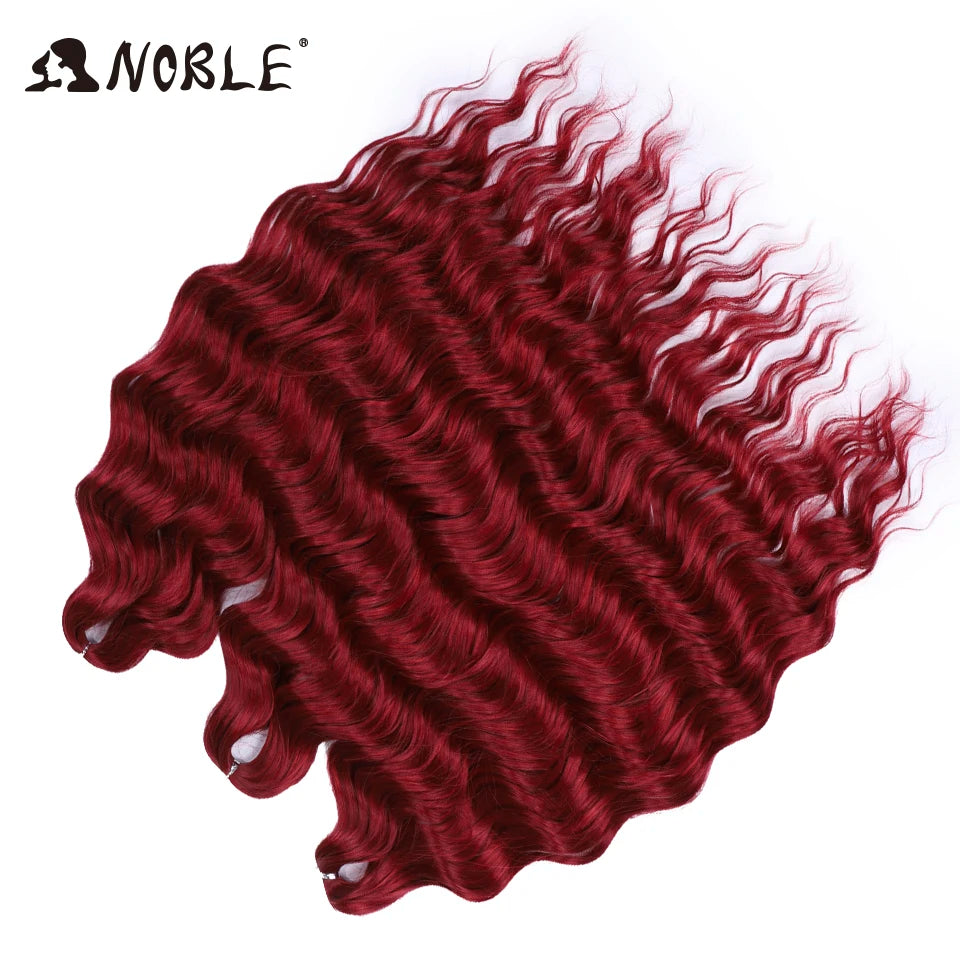 Noble 24 Inch Synthetic Hair Water Wave Braiding Hair Extensions Ombre Rainbow color Deep Wave Curl Twist Crochet Hair Extension