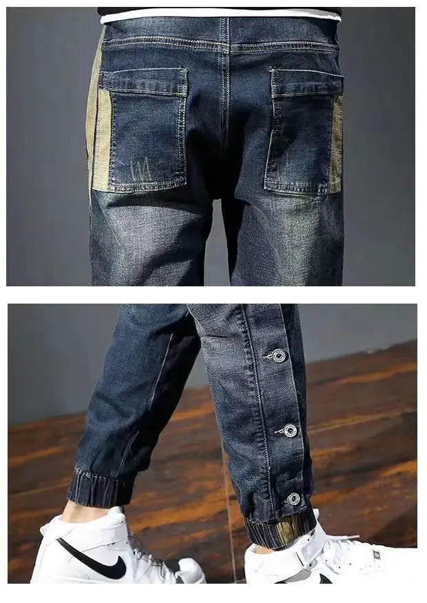 Mens Jeans Harem Pants Fashion Pockets Loose Fit Baggy Jeans Men Stretch Retro Streetwear Relaxed Trousers Y2K Ropa Hombre