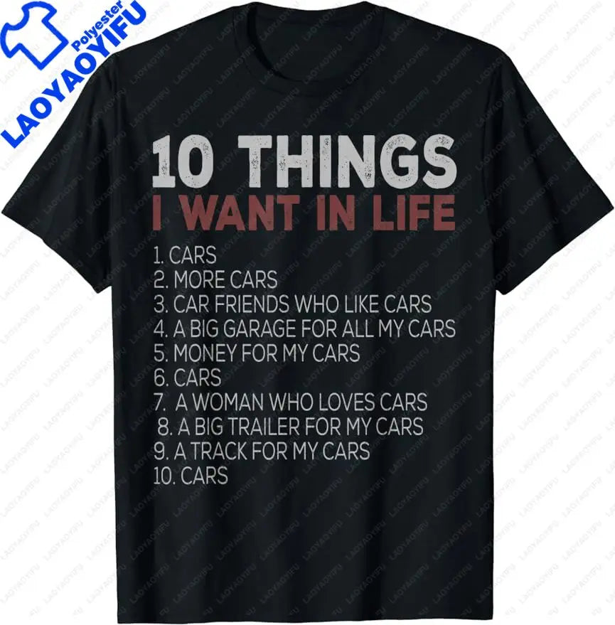 Car Enthusiast T-Shirt  TeThings I Do in My Spare Time Funny Car Guy Unisex Style Shirts Streetwear Short Sleeve Gift TShirt