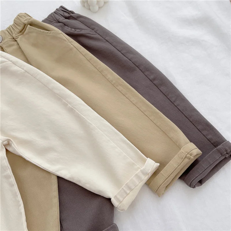 Boys Girls Casual Pants Summer Children Harem Pants Spring Loose Solid Color Sport Trousers Kids Fashion Clothes 2-8 Years Old