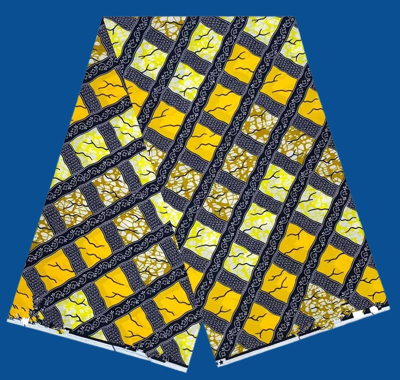 2025 Fashion Veritable African Wax Pagne Wax  100% Cotton Batik Tissu Wax Loincltoh Nigerial Dress 6yards for Sewing YG5-110-1