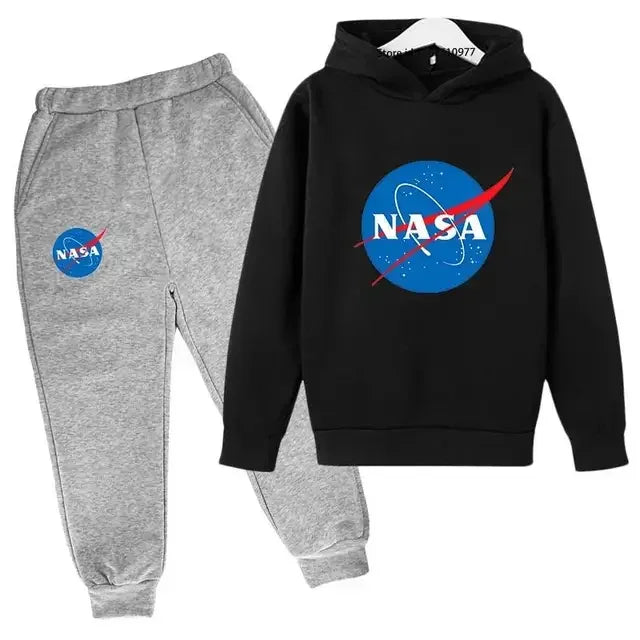 Casual Spring Autumn 2pcs Hoodie+jogging Pants Kids NASA Fashion Tracksuits 3-13 Years Boys Girls Trend Outfits Children Clothes