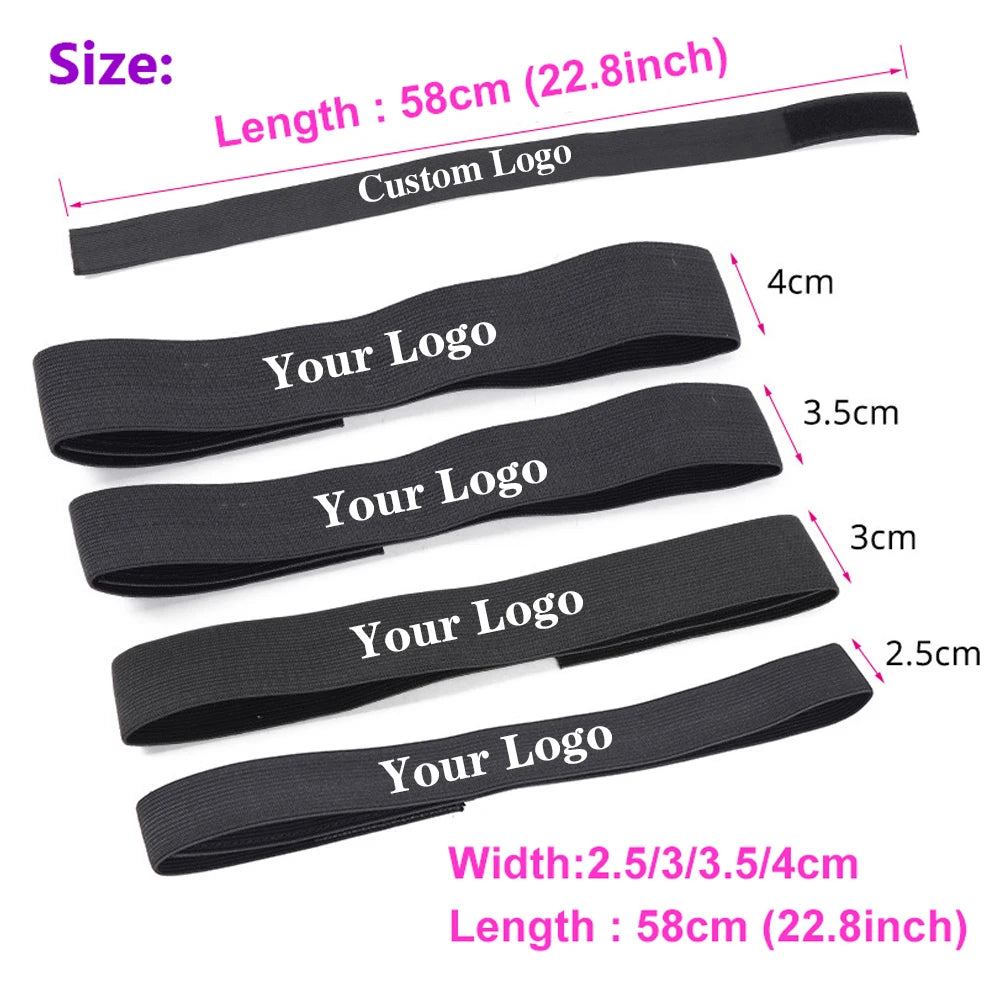 20Pcs Customized Wig Headband For Edges Wig Band With Ear Cut Outs Double Sided Wig Band To Melt Lace Custom Logo Band For Wigs