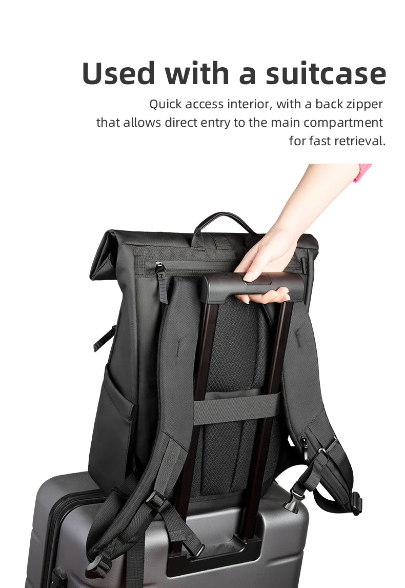 Heroic Knight Rolltop Laptop Backpack Expandable Water-Resistant Compartment Work Men's Stylish Backpack Casual Travel Backpack