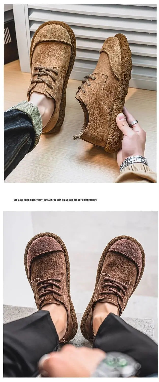2025 men's shoes autumn new casual shoes wide toe retro low top lace up trend versatile men's shoes