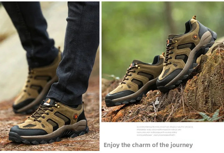 Men's Outdoor Climbing Shoes Breathable Waterproof Sports Hiking Shoes Rubber Outsole Low Cut Lace up Casual Shoes