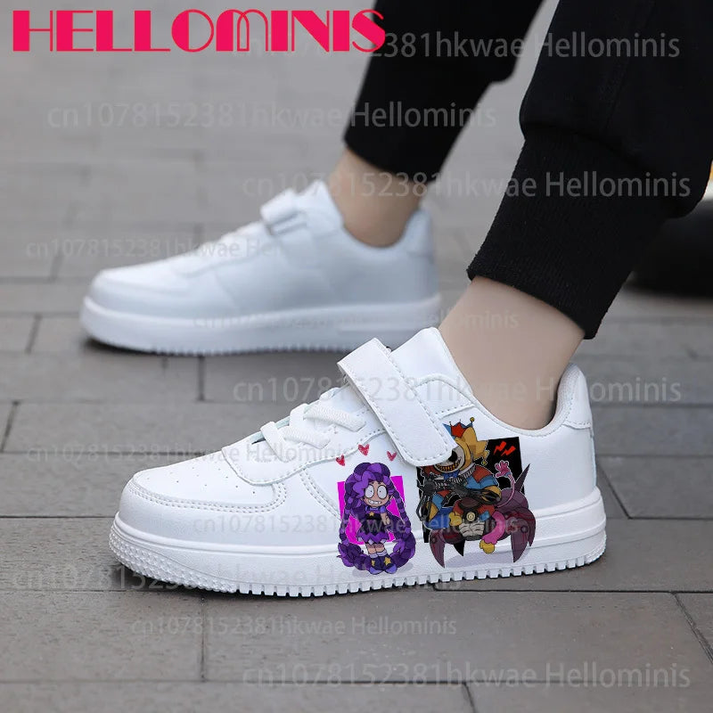 Youth Poppy Playtimes Lily Lovebraids Interesting Printing Shoes Girls Solid Color Sole Lace Up White Fashion Children Sneakers