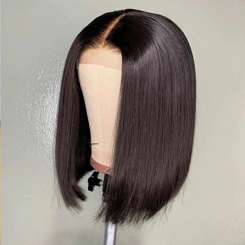 4x4 Bob Lace Closure Wig Indian Straight Human Hair for Black Women 4x1 Highlight Bob Lace Front Human Hair Wigs Blunt Cut Wig