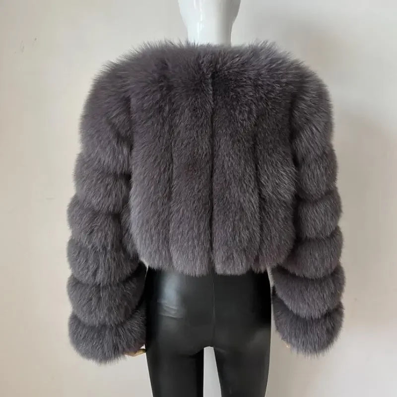 Faux Fox Fur Coat V-Neck Winter Woman Long Sleeve Warm Winter Coat Women Fashion Luxury New Fur Jacket Teddy Chic Outwear 2024