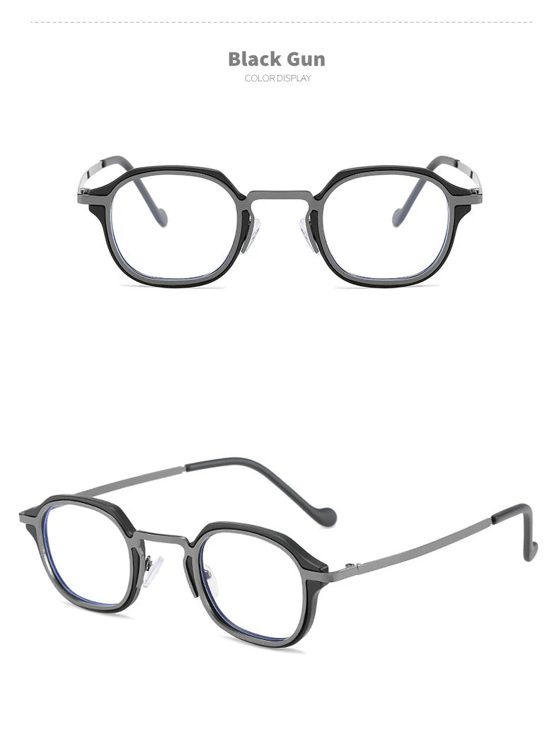 Blue Light Computer Glasses Men TR90 Metal Round Frame Myopia Glasses Women Vintage Optical Nearsighted Eyeglasses 0 To -600 BAZAARHUBO