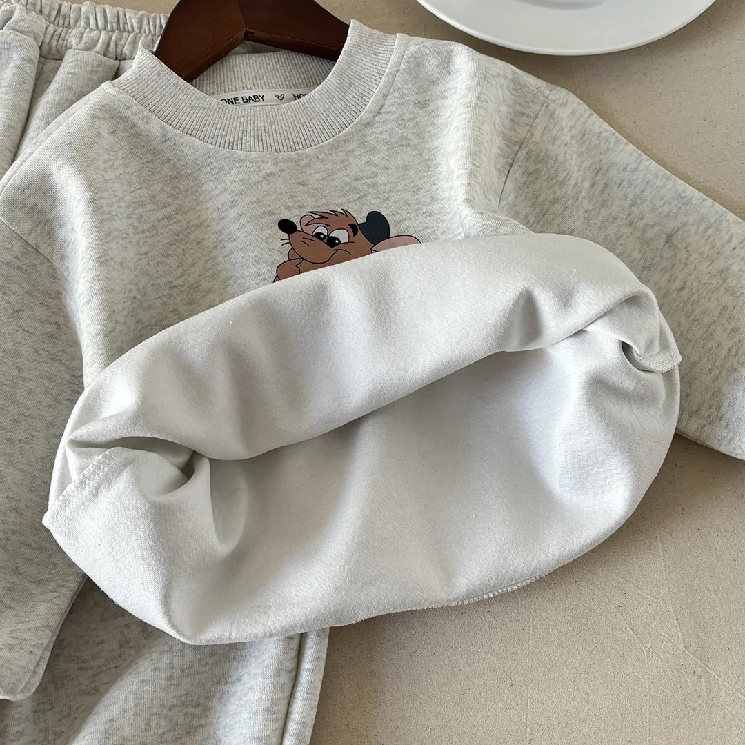Spring 1-10T Kid Boy 2PCS Tracksuit Baby Boy Cotton Round Collar Cartoon Long Sleeves Suit Baby Boy Sweatshirt+pant 2PCS Clothes