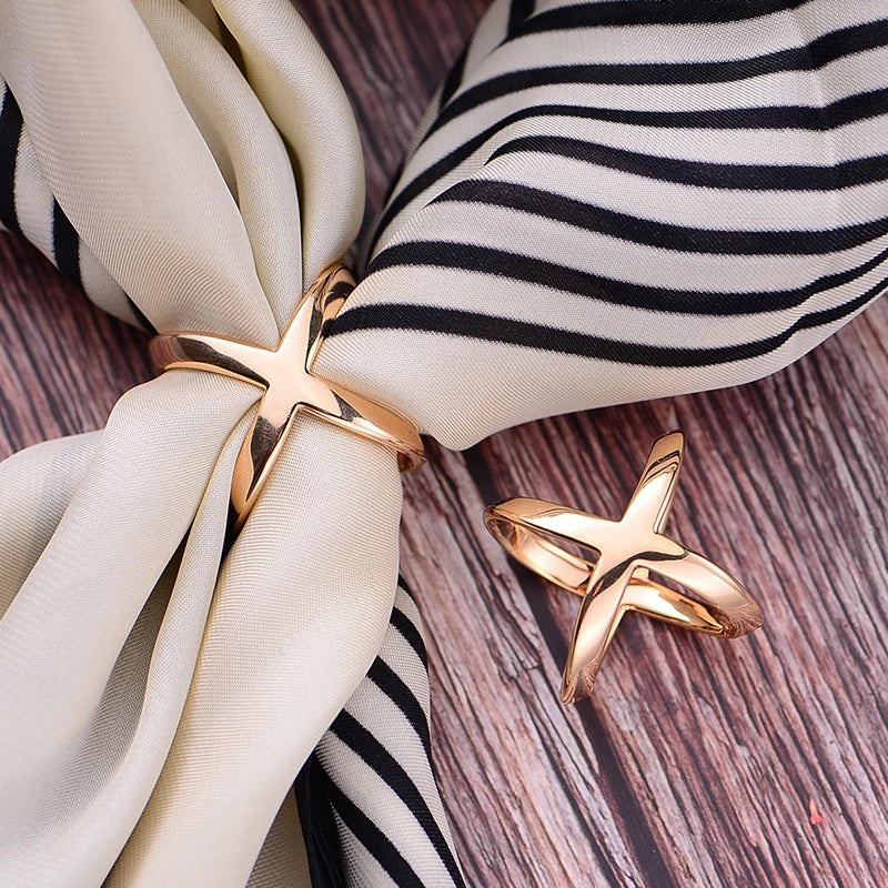 3pcs X-Shaped Scarf Clips Buckles for Women, Scarf Holder Pins for Shawls Silk Clothes (Golden/Silvery)