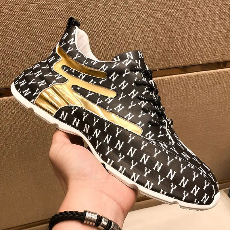 Brand Men Sneakers Fashion Print Casual Shoes Men Breathable Lace Up Running Shoes Luxury High Quality Men Sport Shoes 2026 New
