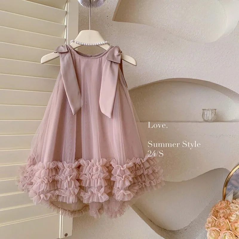 Kids Vintage Dress Girl Dress Summer Clothes Fashion Children's Net Yarn Dress Kids Girls Dresses for School Wedding of 8 Years