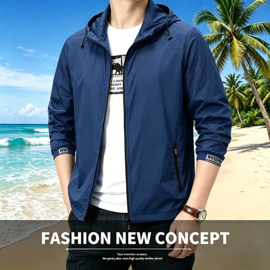 Outdoor Lightweight Hiking Jackets Men Fishing Cycling Hooded Gym Sports Running Coat Summer Sun-Protective Jacket Men Clothing