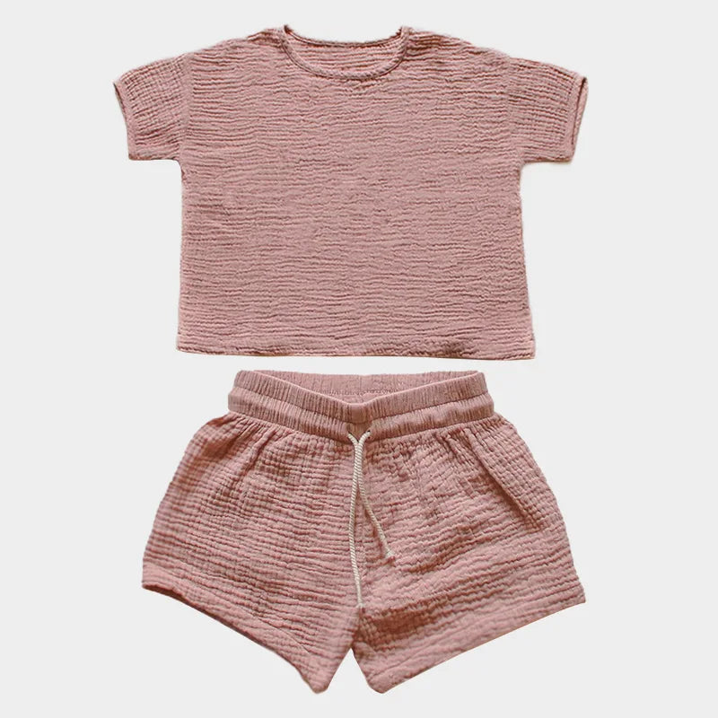 Fashion Children Girls Muslin Shirt and Shorts Set Casual Loose Shorts Sets for Kids Summer