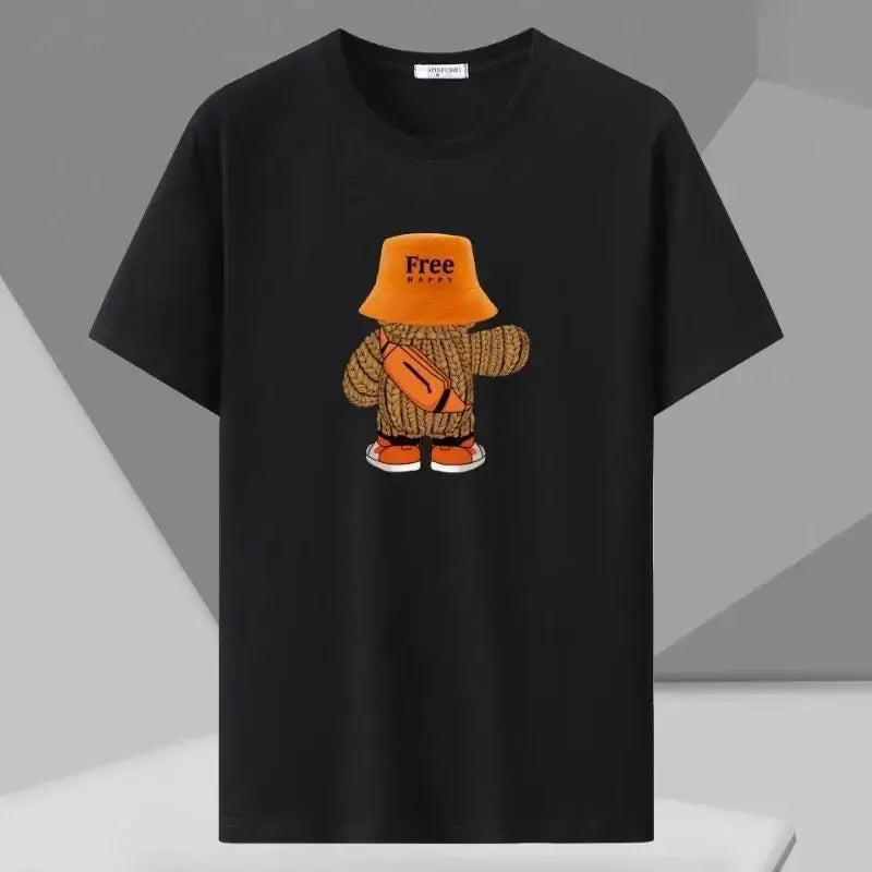 Men Oversized Tees Plus Size 4XL 5XL 6XL 7XL Printed T-shirt for 110-175kg Summer Cotton T-shirt Round Neck Short Sleeve Tops
