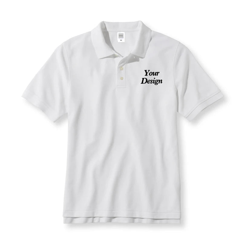 Quality Custom Polo 100% Cotton Print Your Brand Design Logo Company Group Team Slogan Text PoloShirt Work Wear Uniform 230gsm