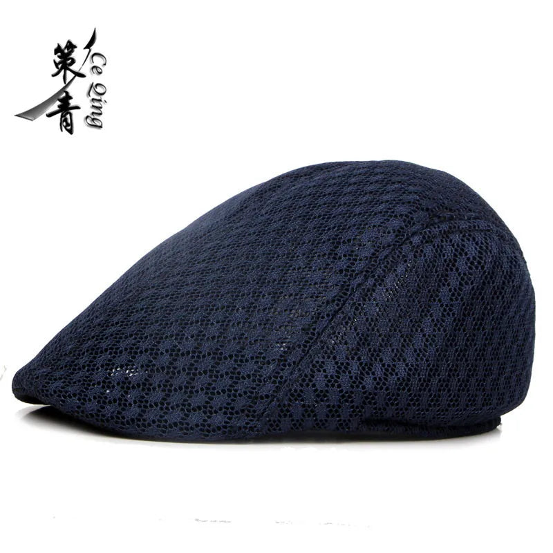 Big Head 58-61cm Summer Men Newsboy Breathable Cap Mesh Cabbie Golf Driving Sun Flat Beret Hats Caps Visors BAZAARHUBO