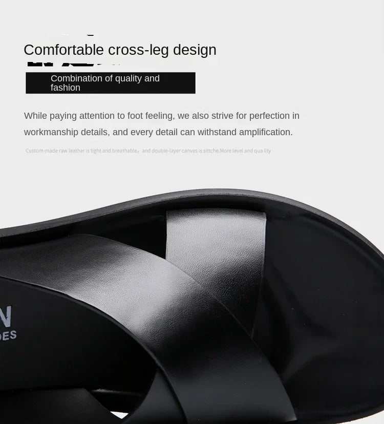 Men Sandals Slippers Genuine Leather Luxury Fashion New Men's Flat Shoes Casual Non-Slip Beach Sandals For Men Zapatos Hombre