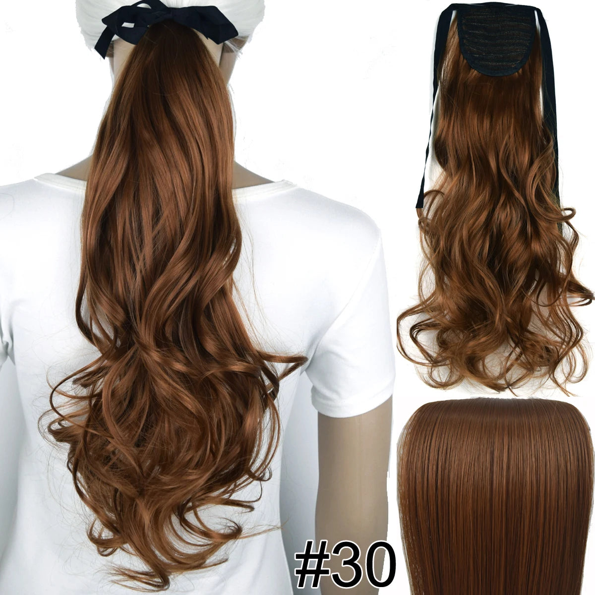 TOPREETY  Synthetic Hair Fiber Heat Resistant Wavy Ribbon Clip in Ponytail Extensions 1008