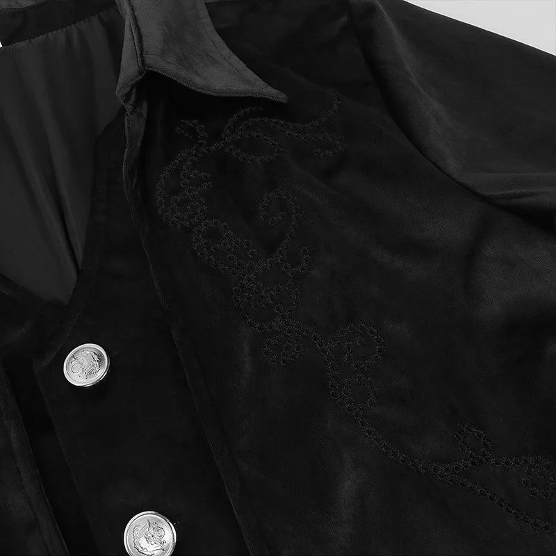 Gothic Steampunk Vintage Medieval Vampire Black Red Coat Men's Cosplay Costume Court Style Nobles Tailcoat for Autumn and Winter