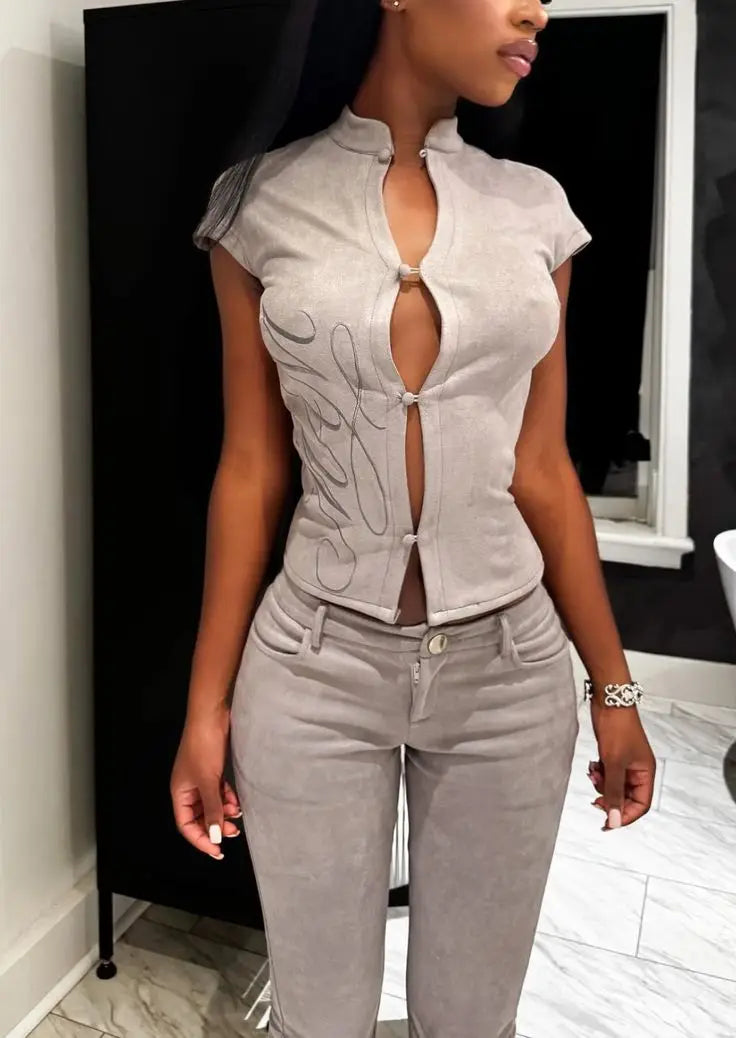 Y2K women's clothing Retro embroidered tops slimming sexy fashionable street trend simple high-end fashionable hotsweet Harajuku