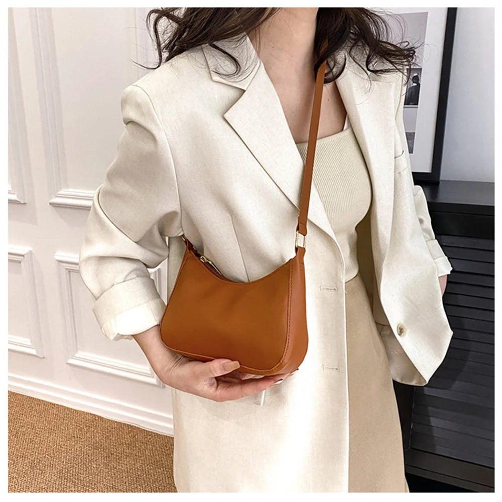 WOMEN'S Bag Underarm Bag  Handbags Retro Solid Color PU Leather Shoulder Underarm Bags Casual Women Hobos Handbags