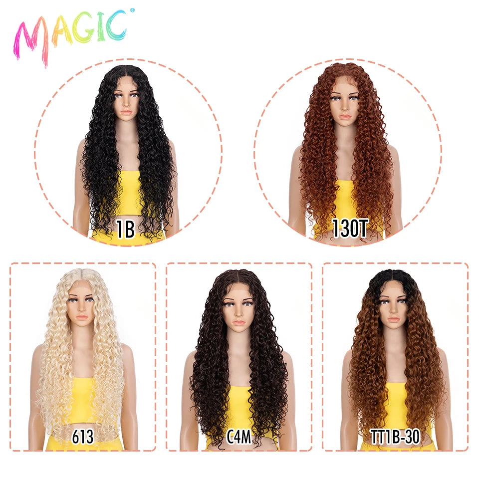 Magic Synthetic Lace Front Wig Baby Hair Red Wig Long Curly Wig 30 Inch Ombre Blonde Ginger Lace Wigs For Black Women Wigs