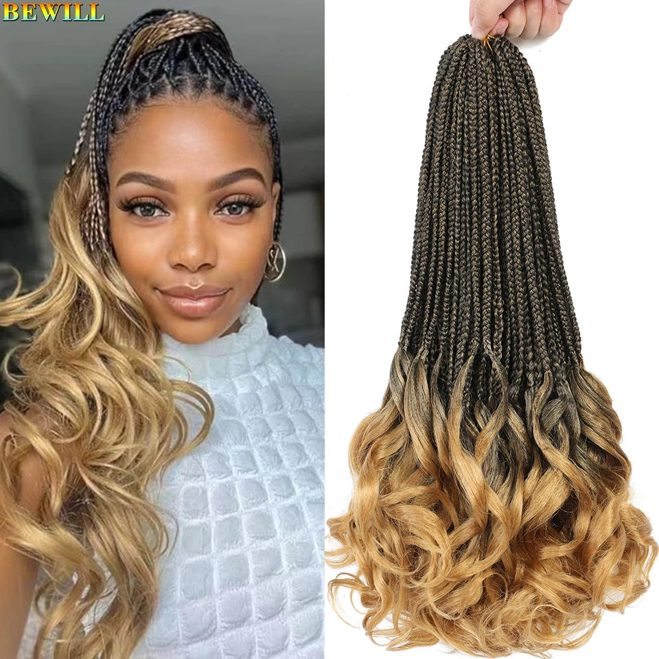14 18 24 Inch French Curl Crochet Braids Boho Goddess French Curl Box Braids Crochet Hair Synthetic French Curly Braiding Hair