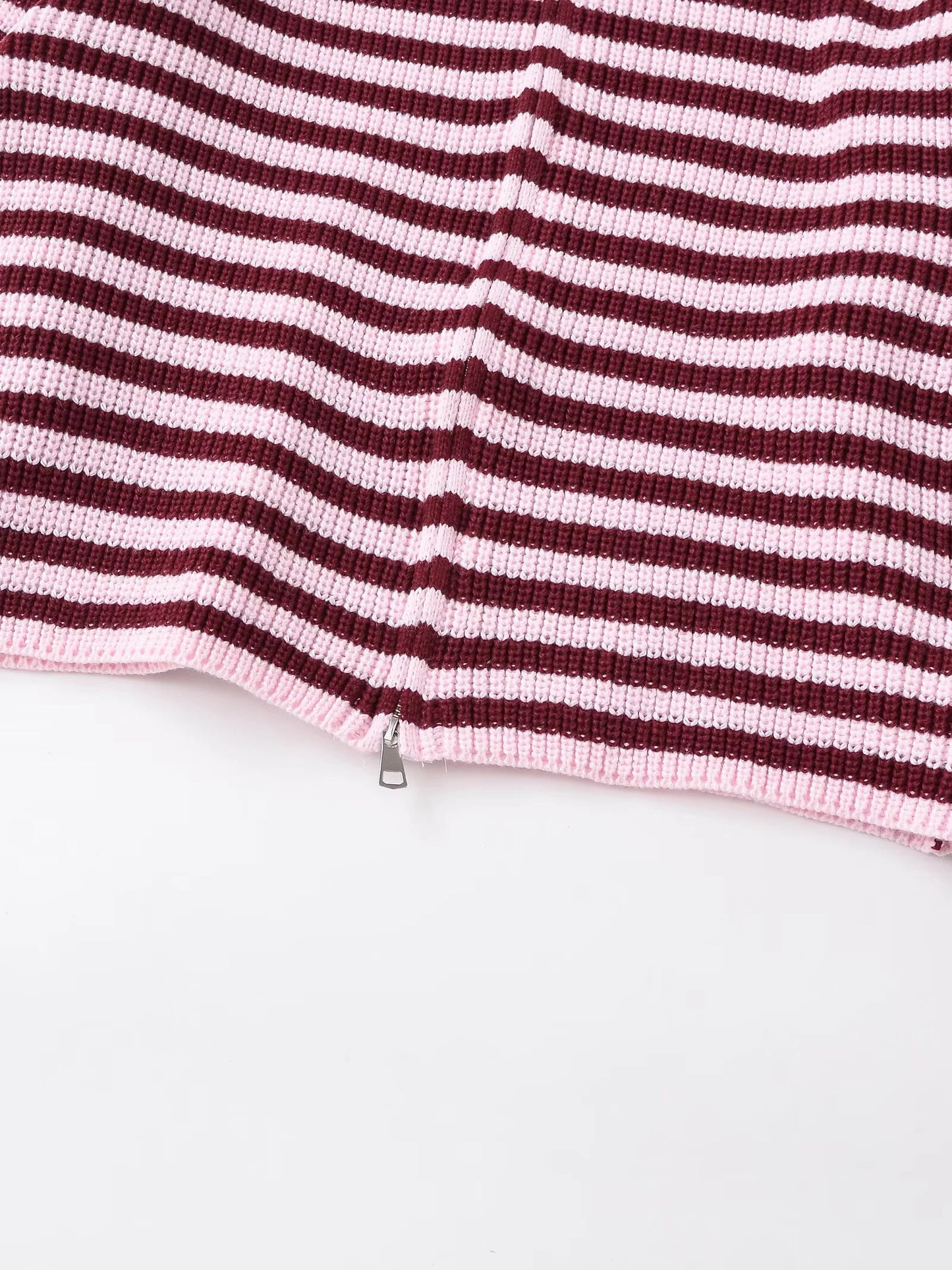 Spring New Arrivals Women's Loose and Lazy Style Sweater Cardigan Flared Lapel Long Sleeve Double Chain Stripe Knit Coat