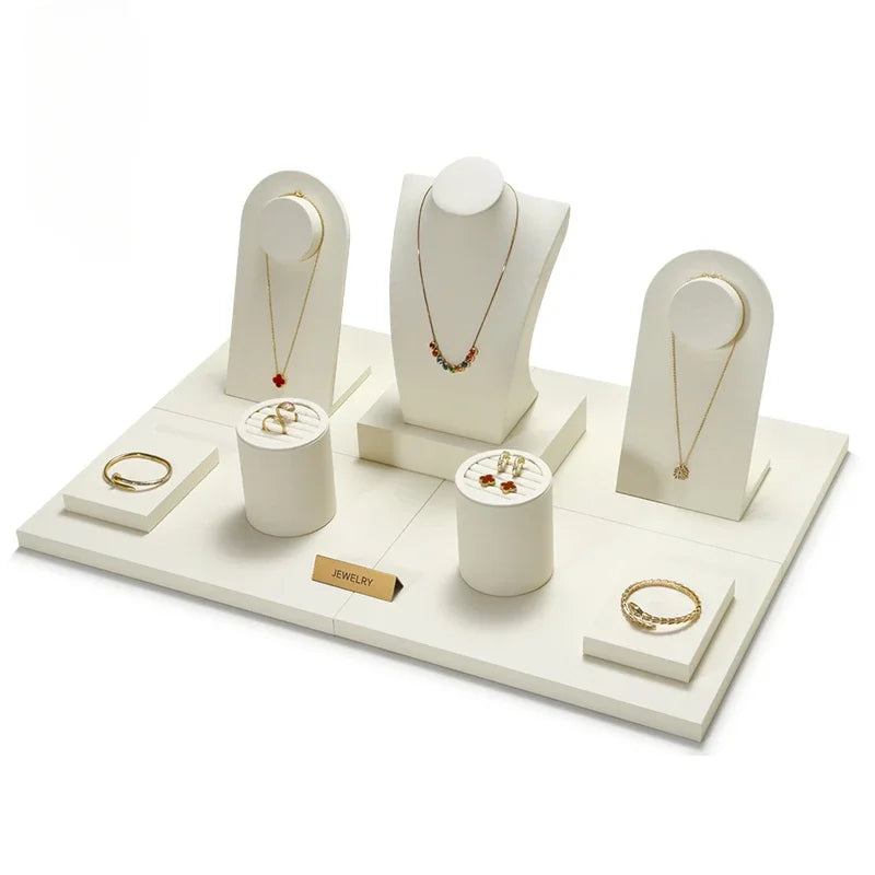 High end showcase jewelry display props, rings, necklaces, earrings display racks, counters, jewelry display sets, and tables