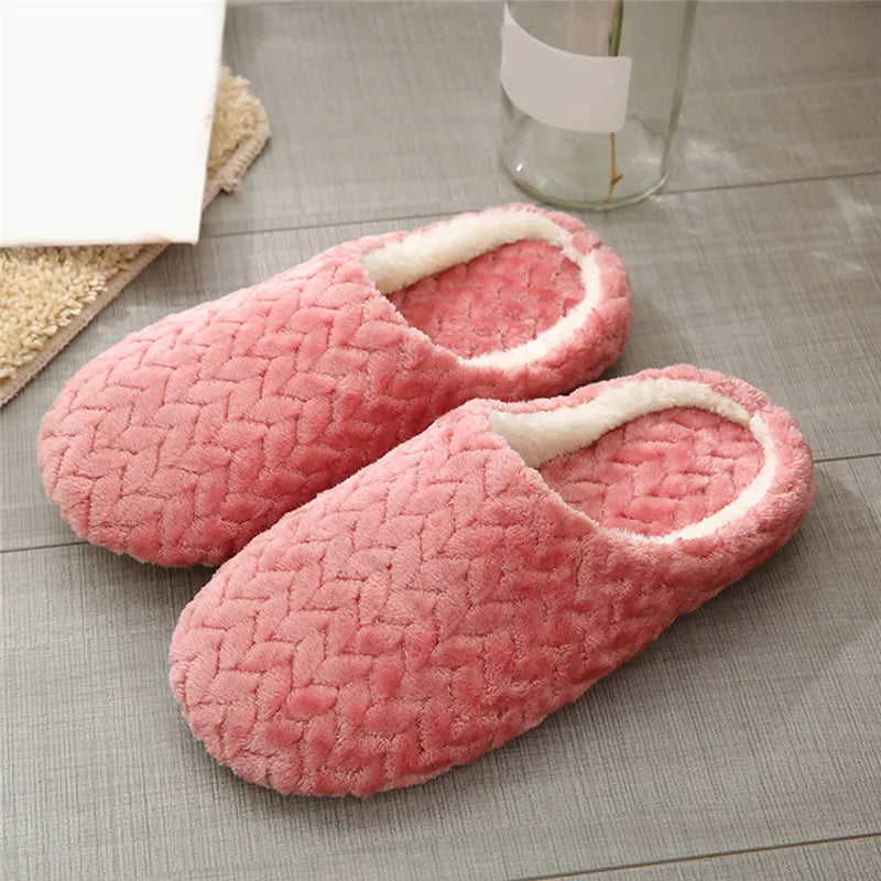 New Soft Sole Slippers Women Men Indoor Floor Flat Shoes Spring Autumn Winter Warm Home Cotton Plush Suede