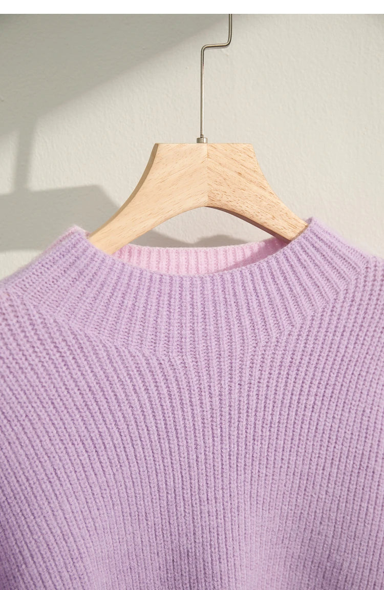 AMII Minimalism Sweaters Women 2024 Spring Street wear Spliced Knitted Top Drop Sleeve Loose Full Pullovers Sweaters 12344144