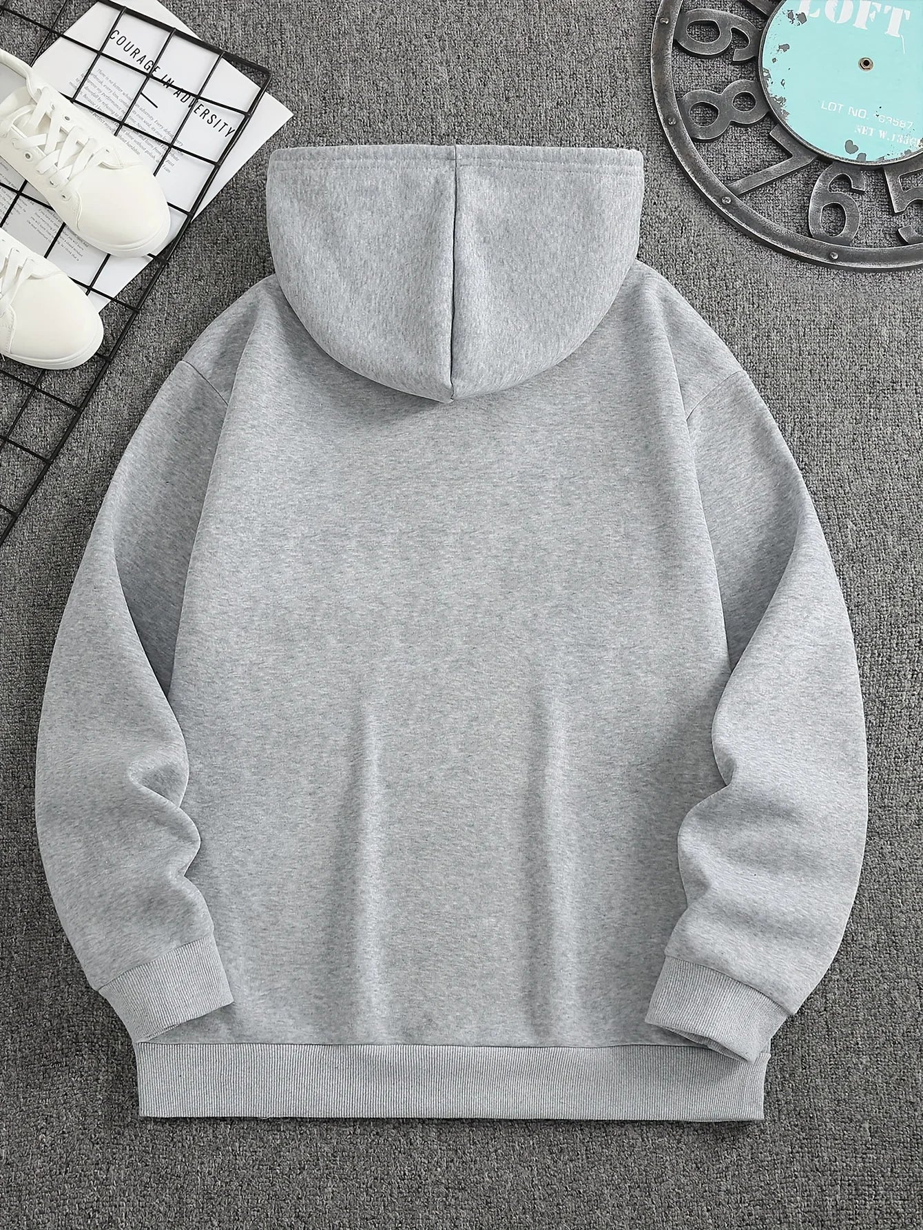 Men's autumn and winter casual fashion loose Brooklyn New York letter printed long sleeved hooded sweatshirt warm pullover BAZAARHUBO