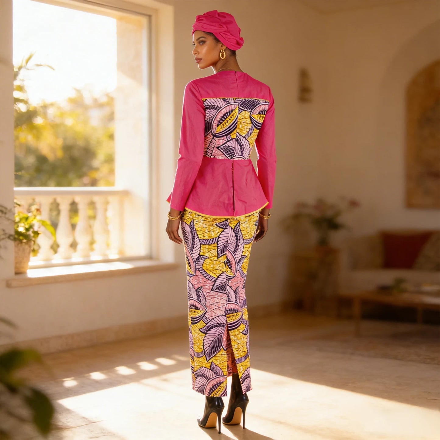 African Dresses for Women Elegant Patchwork Women Gown with Headscarf  Wedding Party African Style Ankara Print 2525050