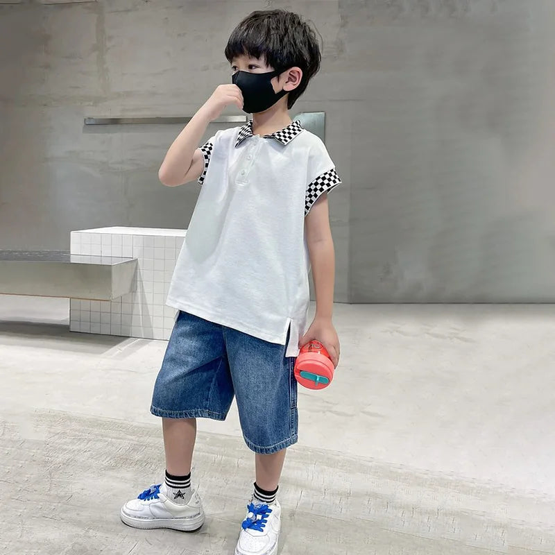 New Boys Summer Fashion Denim Shorts Kids Casual Loose Thin Knee-Length Trousers for 3-12 Years Teenager Outdoor Jeans Pants