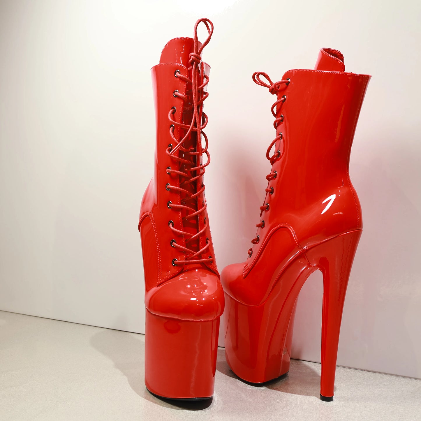 New 20cm/8Inchs Ankle boots for Women Heels Platform Lace Up Pole Dance Stripper Shoes Short Boot Spring Autumn Large Size 44