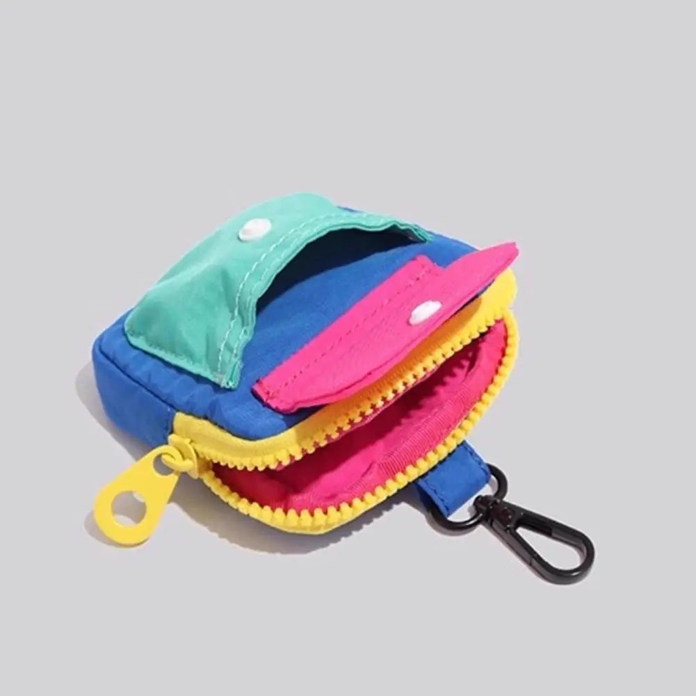 Dopamine Color Mini Wallet Keychain Coin Purse Mini Zipper Earphone Bag Cute Backpack Accessory Pendant Gift for Women