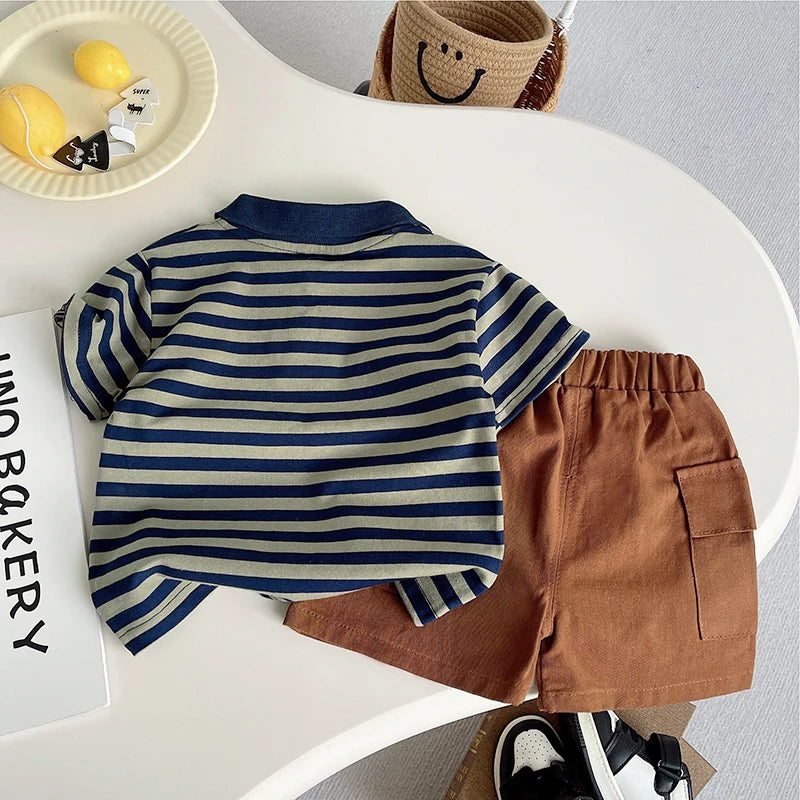 DIIMUU Summer Fashion Baby Boy Clothes Sets T-shirt + Pants 1-4T Toddler Casual Clothing Suits Children Kids Boys Outfits Suit