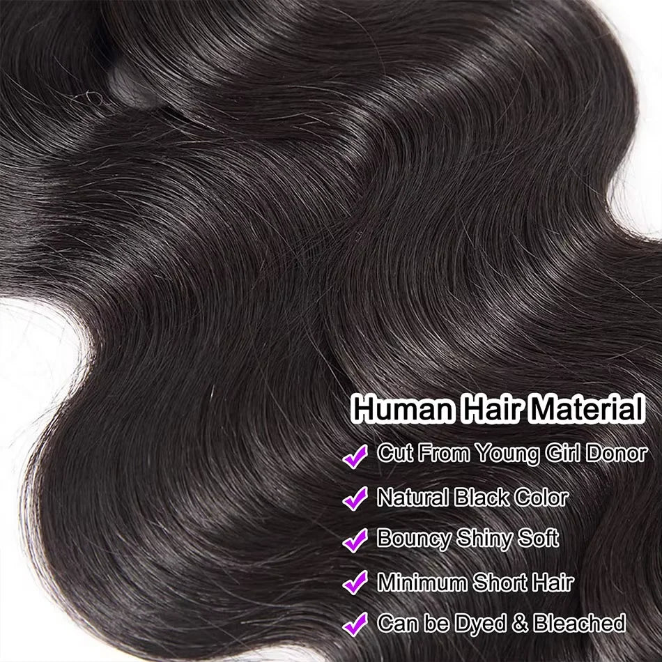40 50 Inch Body Wave Human Hair Bundles Virgin Raw Human Hair Bundles 16A Brazilian Remy Weave Double Weft Hair Extensions