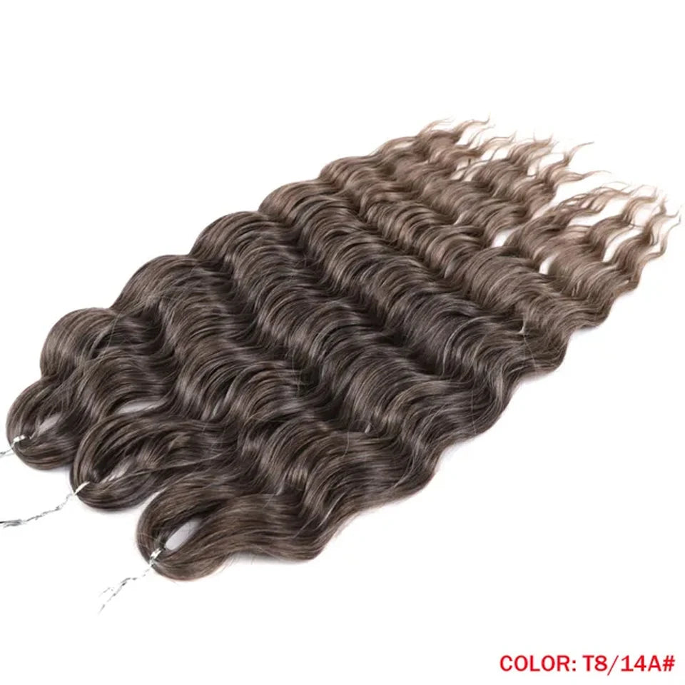 Noble 24 Inch Synthetic Hair Water Wave Braiding Hair Extensions Ombre Rainbow color Deep Wave Curl Twist Crochet Hair Extension