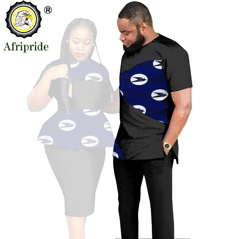 African Couples Clothing Outfits Men and Women Wear Wedding Party Ankara Wax Print Fashion AFRIPRIDE S20C010